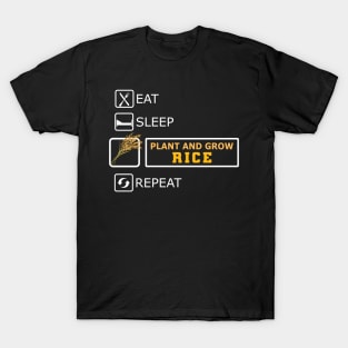 Rice Farmer - Plant and grown rice eat sleep repeat T-Shirt